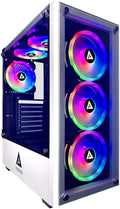 Apevia Genesis Pro G-PRO-WH Mid Tower Gaming Case with 2 x Tempered Glass Panel, Top USB3.0/USB2.0/Audio Ports, 6 x RGB Fans, White Frame