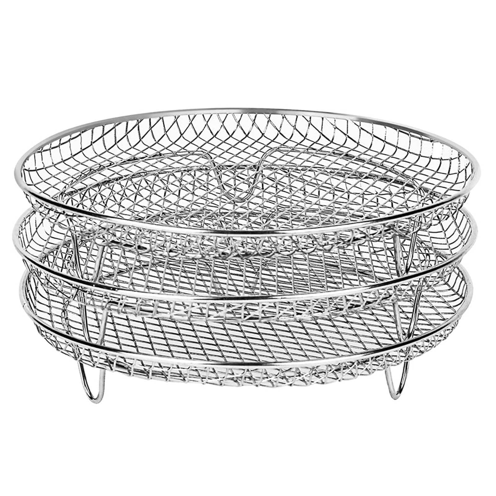Air Fryer Three Stackable Dehydrator Racks 304 Stainless Steel Air Fryer Basket Tray Air Fryer Accessories Dishwasher Fit For Oven And Cooker