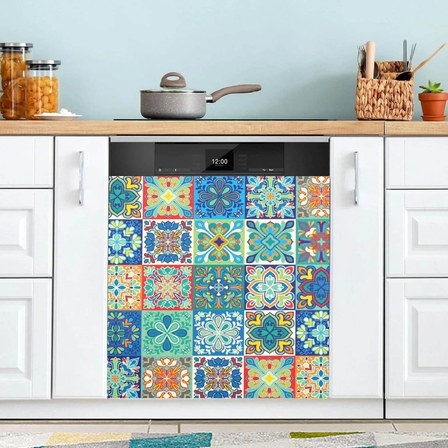 Hyjoy Mexican Talavera Dishwasher Magnet Cover Decorative Magnetic Door Cover Front Dishwasher Cover Decoration Kitchen Magnetic Panel Sticker for Kitchen,23x26inch