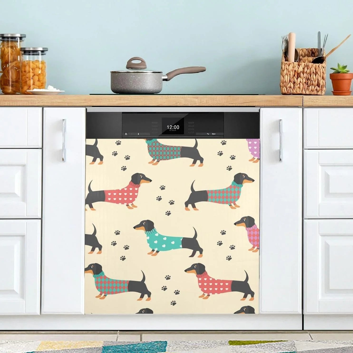 Hyjoy 23x26In Dog Dishwasher Magnet Cover Decorative Magnetic Door Cover Front Dishwasher Cover Decoration Kitchen Magnetic Panel Sticker for Kitchen