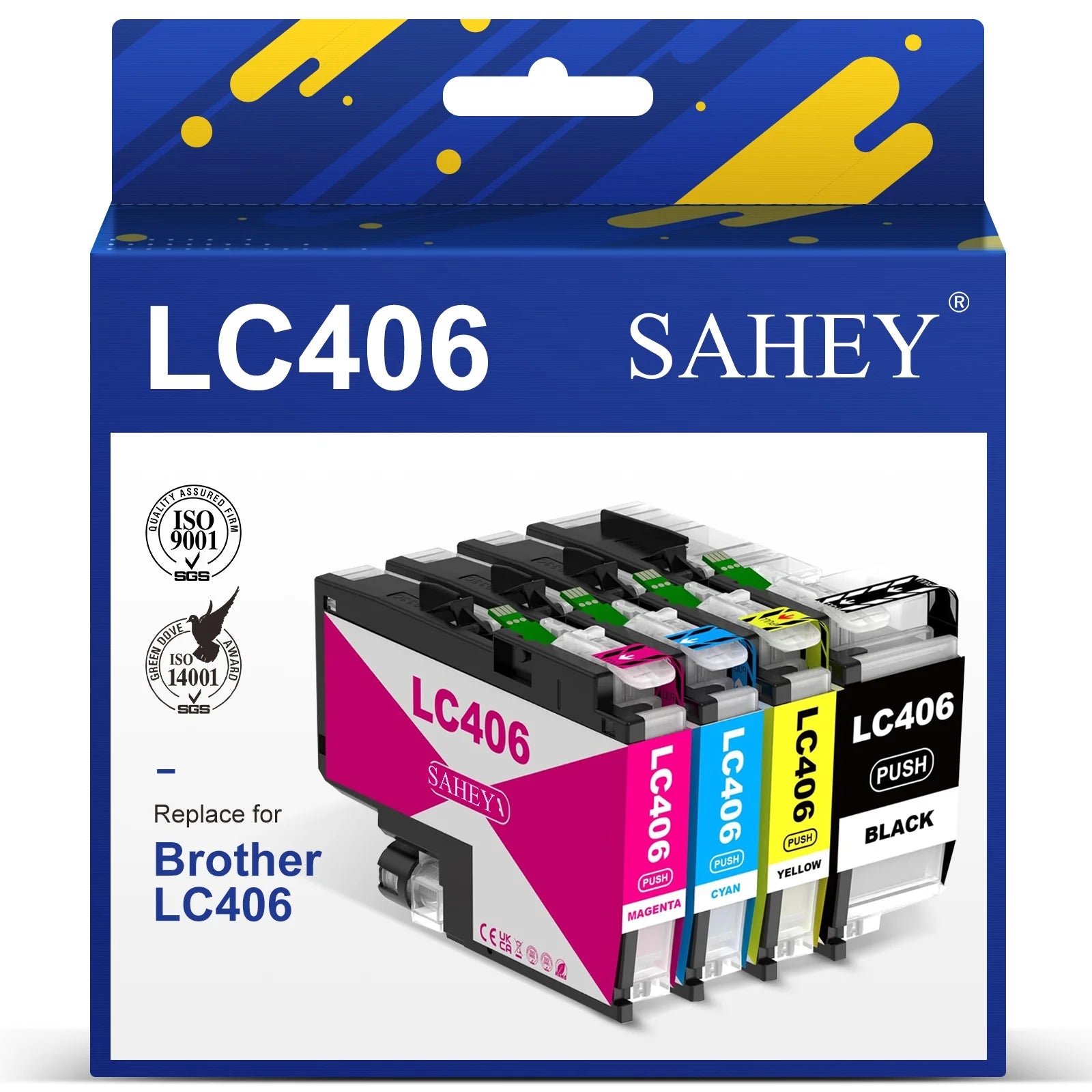 LC406XL Ink Cartridges LC406 LC406 XL High Yield Ink Cartridges Replacement for Brother MFC-J4335DW MFC-J4535DW, MFC-J5855DW,MFC-J6555DW, MFC-J6955DW Printer (4 Pack)