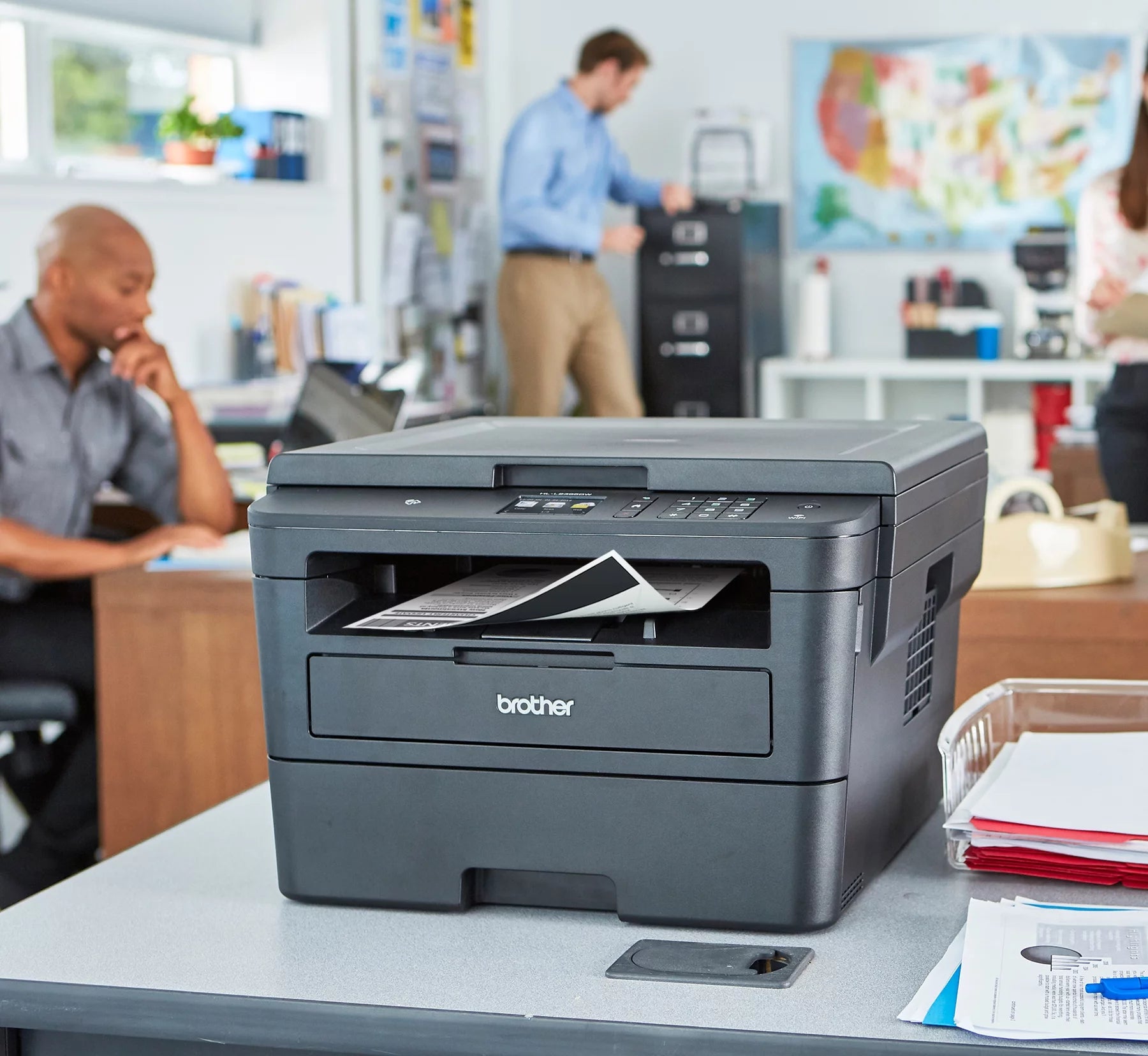 Restored Brother Printer HLL2395DW Wireless Monochrome Printer with Scanner and Copier (Refurbished)