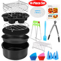 TOPCHANCES 14-Piece Air Fryer Accessories Set, Pizza Pan Toaster Rack Pot Holder Tray Carrier Oil Brush Baking Parchments Fits for 3.7QT -6.8QT AIR FRYER