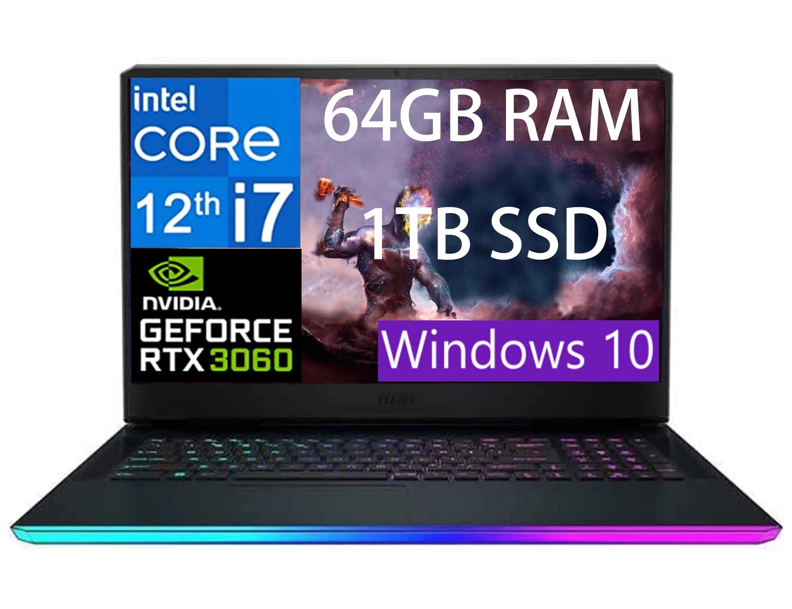 MSI GE76 Raider 17 Gaming Laptop, 17.3 IPS FHD (1920 x 1080) 144Hz, 12th Intel Core i7-12700H 14cores, GeForce RTX 3060 6GB, 64GB DDR4 1TB PCIe SSD, RGB Keyboard, Windows 10