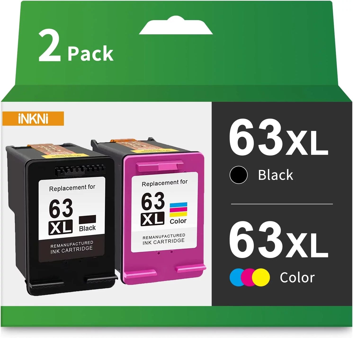Remanufactured Ink Cartridge Replacement for HP 63XL 63 XL for Envy 4520 4512 4516 OfficeJet 3830 4650 4652 4655