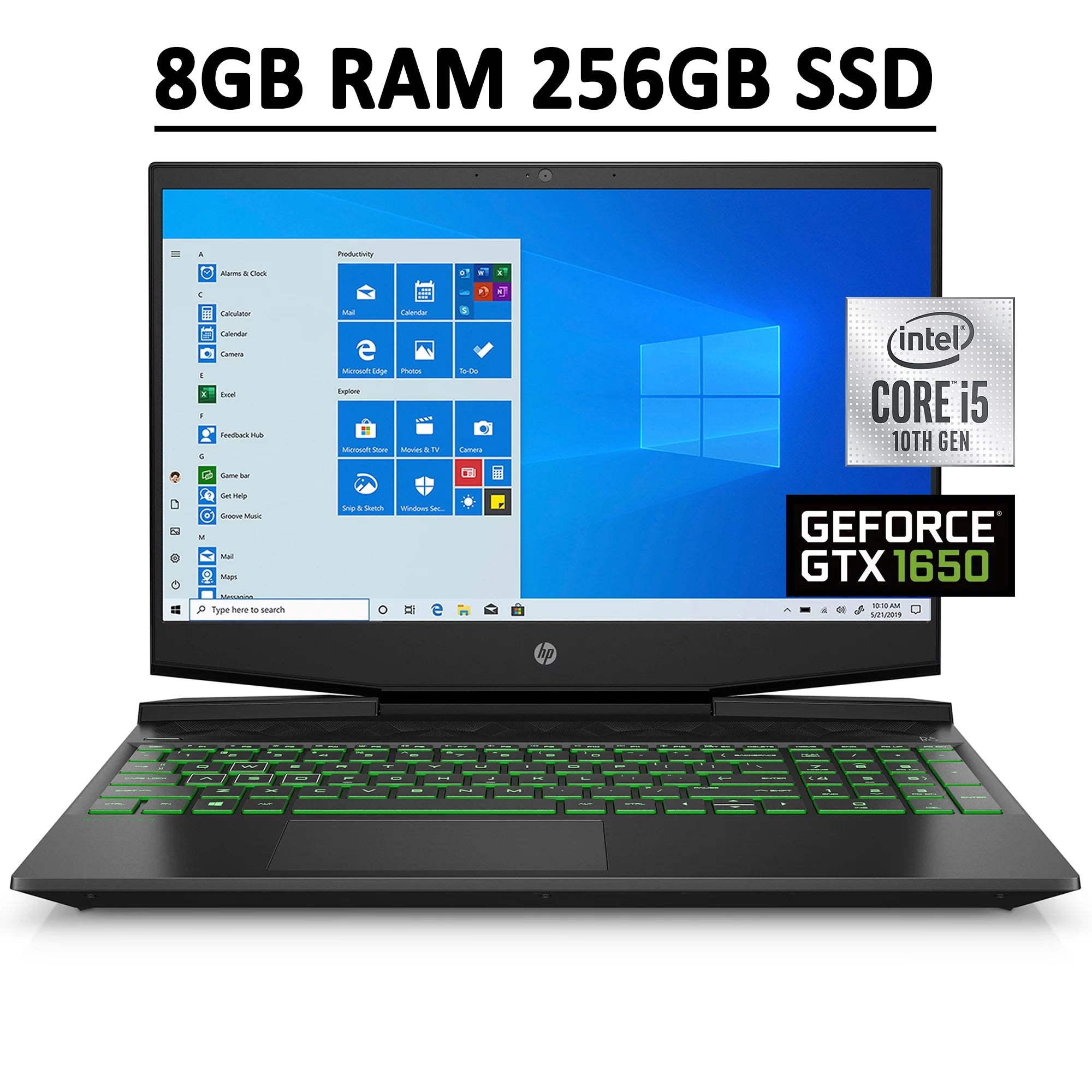 HP Pavilion 15 Gaming Laptop 15.6 FHD IPS Display 10th Gen Intel Quad-Core i5-10300H 8GB RAM 256GB SSD NVIDIA GeForce GTX 1650 4GB Backlit Keyboard HDMI USB-C B&O Audio Webcam Win10 Black