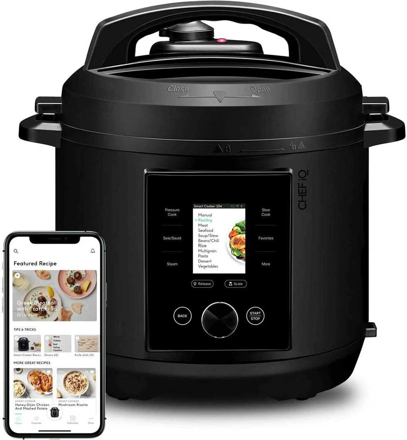 YINCHEN Smart Pressure Cooker 10 Cooking Functions & 18 Features, Built-in Scale, 1000+ Presets & Times & Temps w/App for 600+ Foolproof Guided Recipes, Rice & Slow Electric MultiCooker, 6 Qt