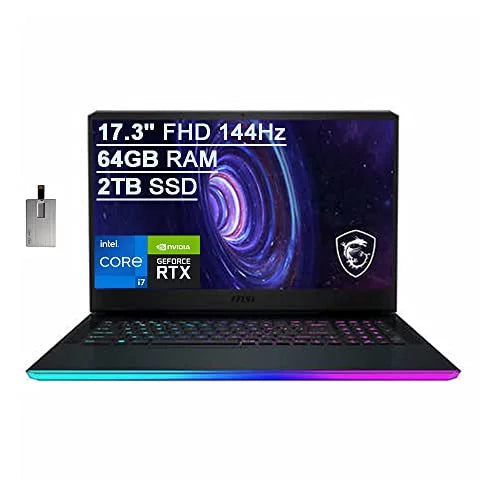 2022 MSI GE76 Raider Gaming 17.3 FHD 144Hz Laptop Computer, 12th Gen Intel Core i7-12700H, 64GB RAM, 2TB PCIe SSD, Backlit Keyboard, GeForce RTX 3060, FHD Webcam, Win11, Grey, 32GB SnowBell USB Card