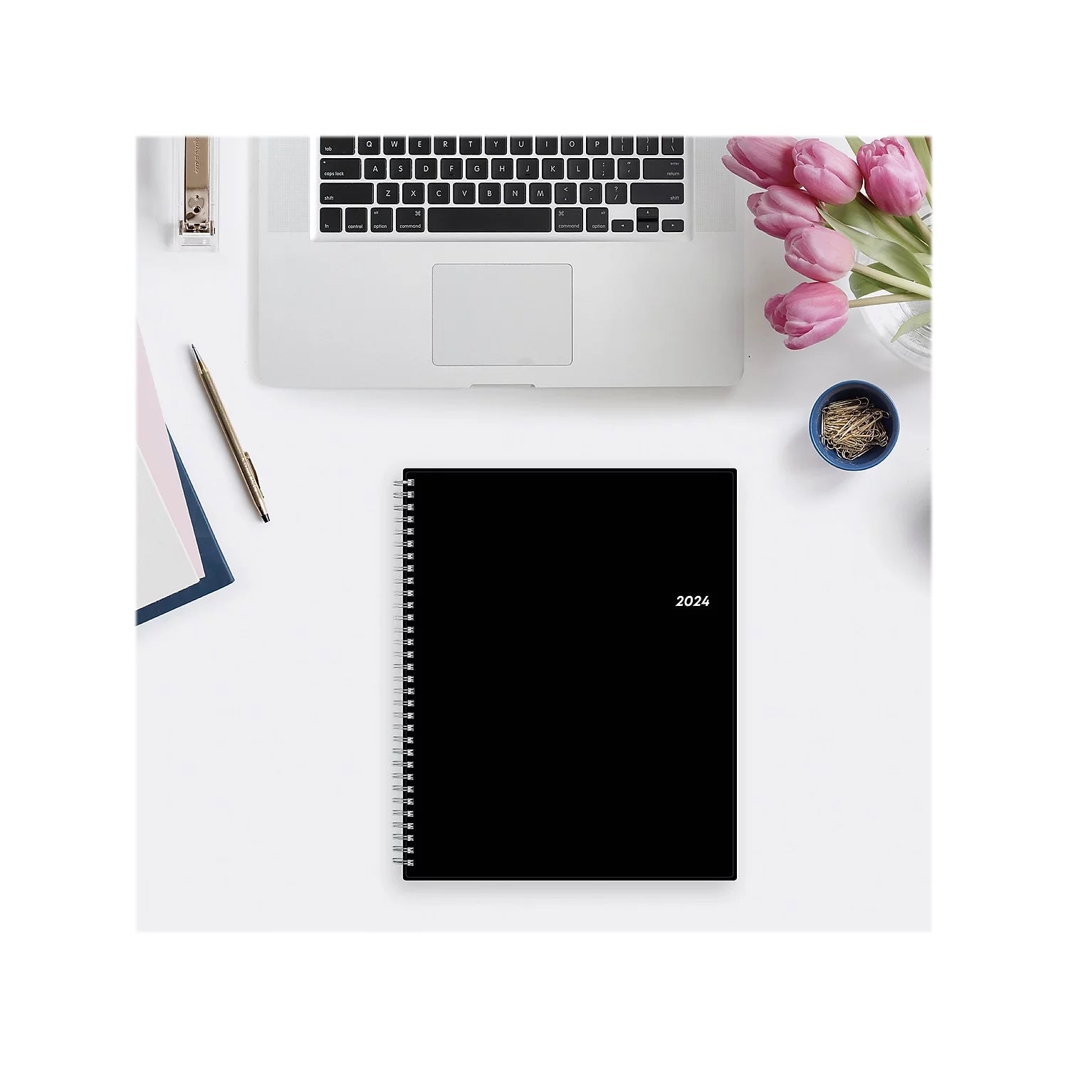 2024 Spanish Weekly Monthly Planner, 8.5x11, Blue Sky, Black