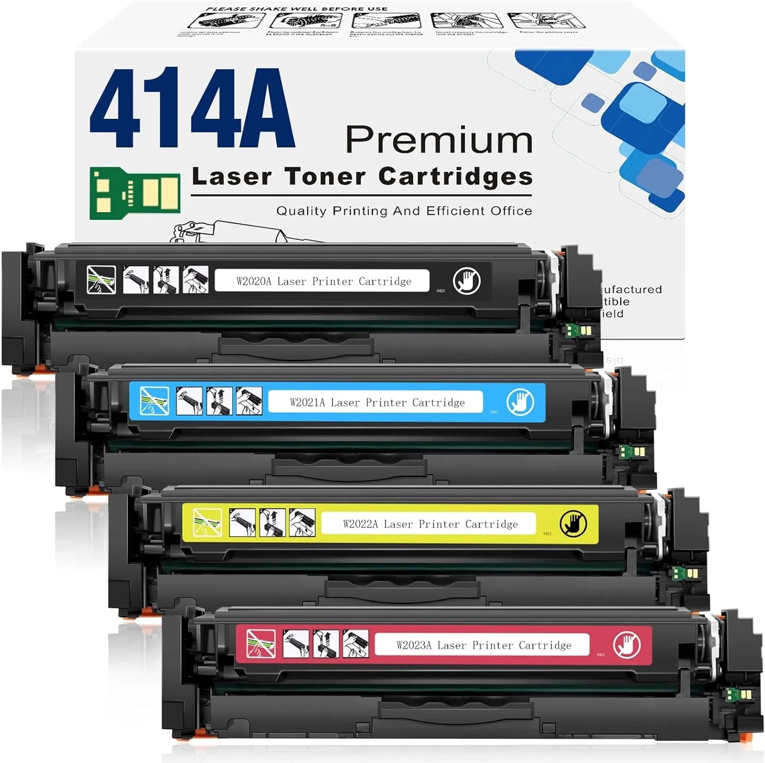 414A Toner for HP 414A/414X Toner Cartridges 4 Pack(with Chip)Compatible Replacement for HP Color Laserjet Pro M479fdw M454dw M479fdn M454dn M480f Multifunction Color Printer-Black Cyan Magenta Yellow