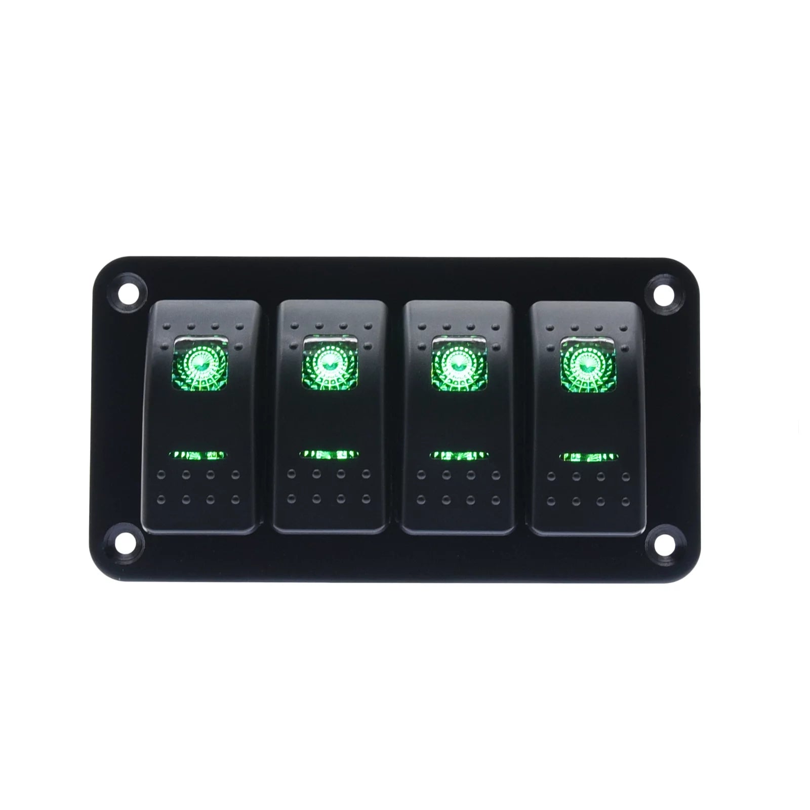 Geloo 4 Gang Rocker Switch Panel Waterproof Marine Boat Switch Panel Aluminum Pre-Wired Switch for Automotive Car Marine Boat RV
