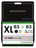 Restored HP 63XL Compatible Ink Cartridge Replacement for OfficeJet 3830 Envy 4520 4512 4513 OfficeJet 4650 5255 5258 3833 Deskjet 1112 2130 2132 Printers. No Ink Level (1 Black, 1 Color) (Refurbished)
