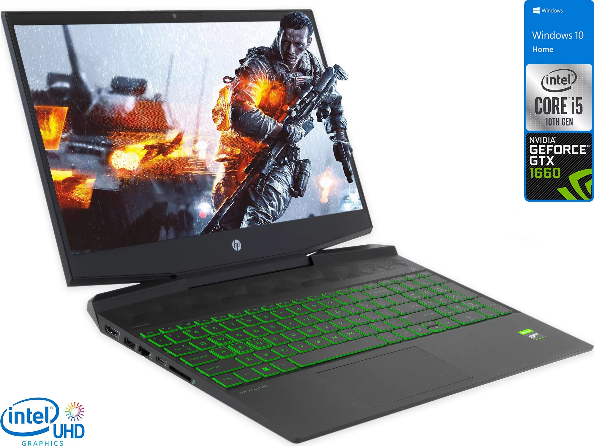 HP Pavilion 15 Gaming Notebook, 15.6 IPS FHD Display, Intel Core i5-10300H Upto 4.5GHz, 16GB RAM, 2TB NVMe SSD, NVIDIA GeForce GTX 1650, HDMI, DisplayPort via USB-C, Wi-Fi, BT, Windows 10 Home