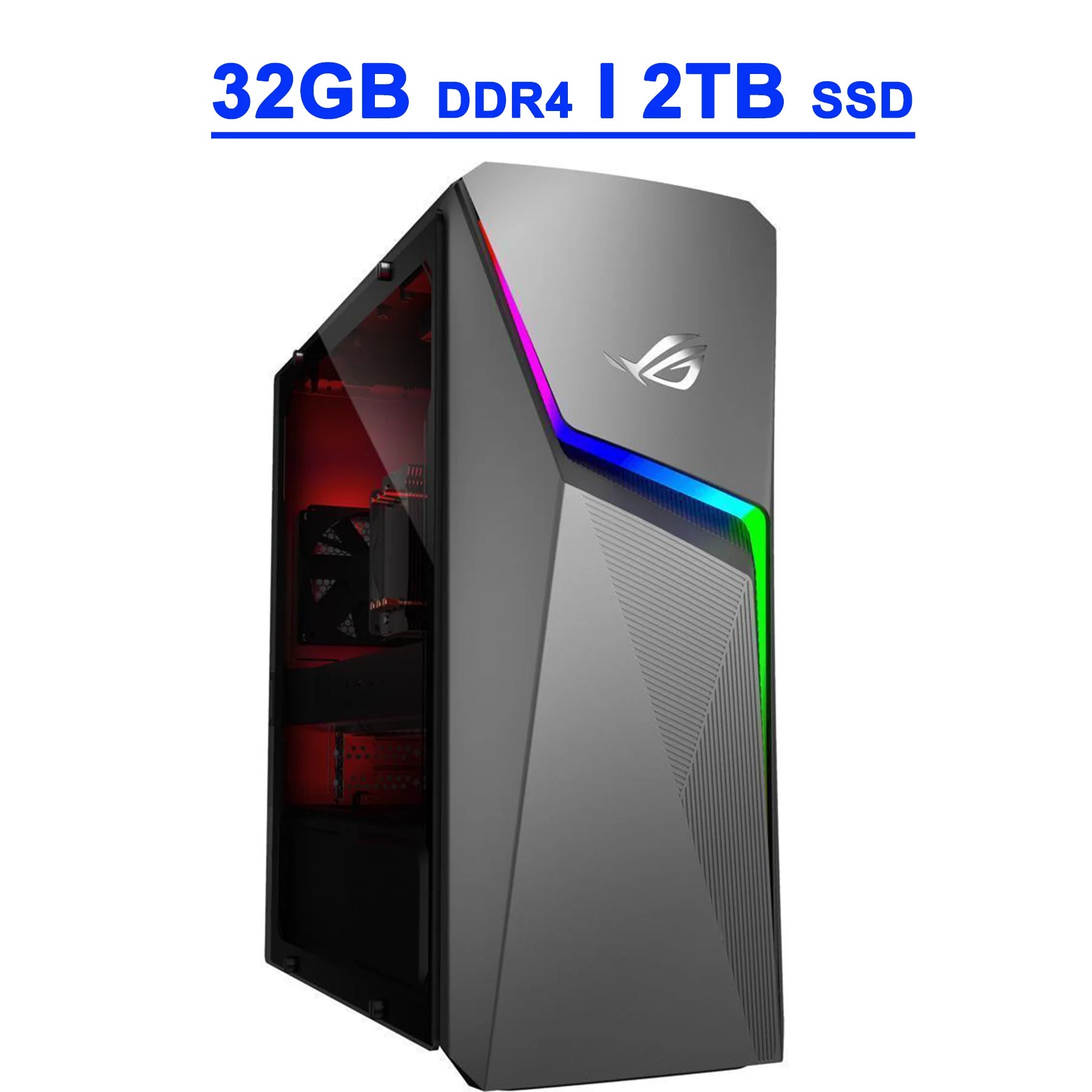 Asus ROG Strix G10CE Premium Gaming Desktop Computer Intel Hexa-Core i5-11400F Processor 32GB DDR4 2TB SSD GeForce GTX 1660 Ti 6GB Graphic DisplayPort AURA SYNC Lighting Win10 Gray