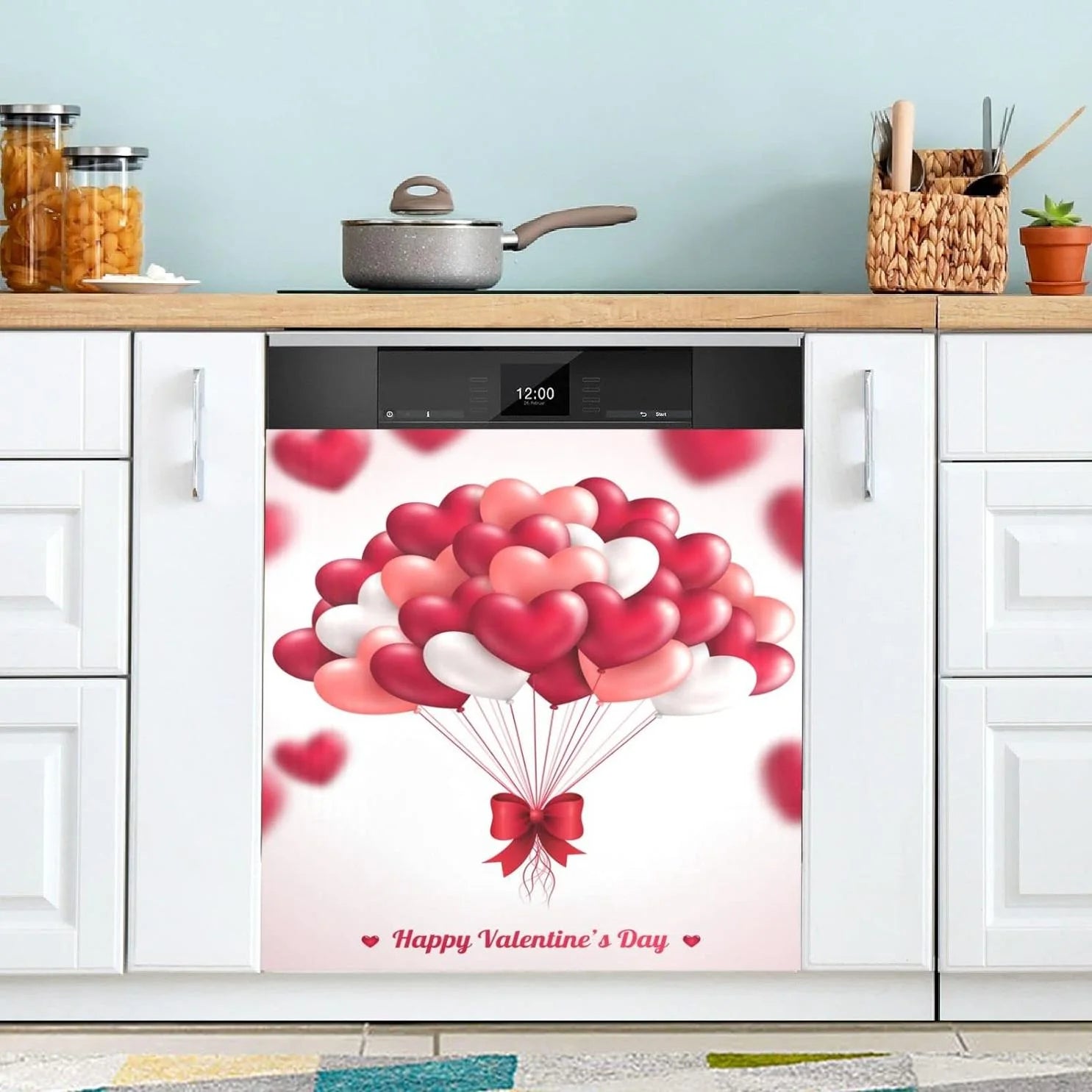 Hyjoy 23x26In Valentine's Day Dishwasher Magnet Cover Decorative Magnetic Door Cover Front Dishwasher Cover Decoration Kitchen Magnetic Panel Sticker for Kitchen