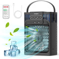 Personal Air Conditioner,4-IN-1 Evaporative Air Cooler with Remote, 2/4/6/8H Timer, 7 Colors Light,3-Level Humidify,LED Screen,3 Speeds Small Air Conditioner Portable for Room Office Camping Car