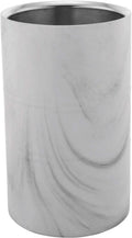 Wine Chiller Bucket - Double Wall Stainless Steel Barware - Wine & Champagne Holder - Cooler For Home, Bars, Restaurants, Use - Shiny Finish - White Marble, 1.6 Qt