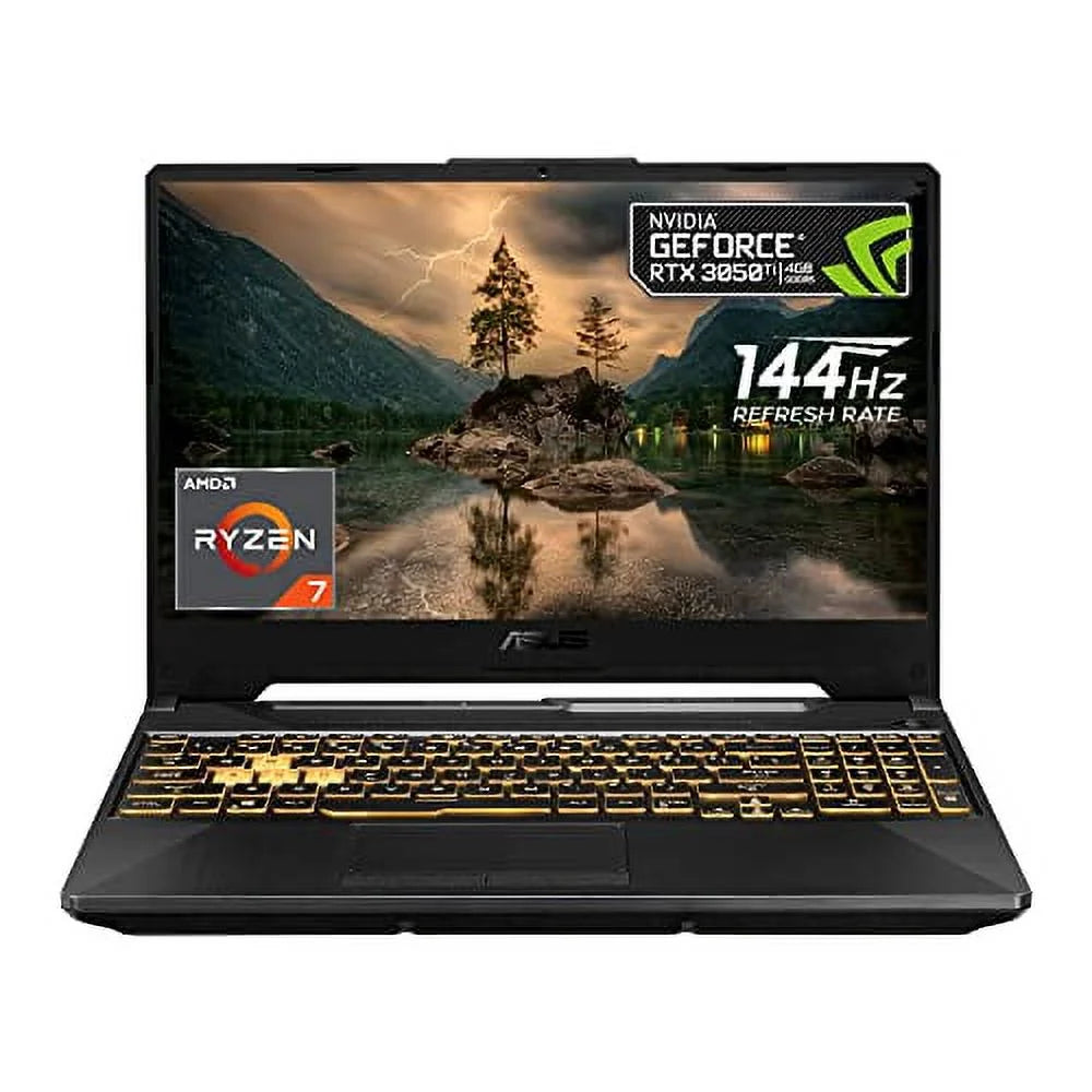ASUS TUF A15 Gaming Laptop, 15.6 FHD 144Hz Screen, AMD Ryzen 7 4800H, GeForce RTX 3050 Ti, 32GB RAM, 1TB SSD, Webcam, RGB Backlit Keyboard, Wi-Fi 6, Windows 11 Home, Black