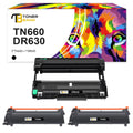 TN660 Toner Cartridge and DR630 Drum Unit Set Compatible for Brother TN660 TN630 DR-630 HL-L2300D HL-L2320D MFC-L2740DW HL-L2380D Printer (2x TN-660 Toner + 1x DR-630 Drum Unit, Black)
