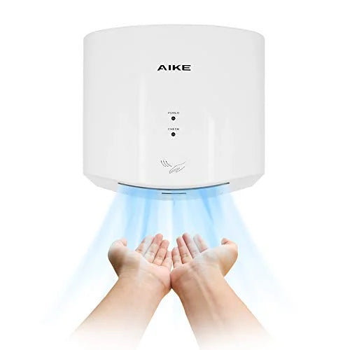 AIKE AK2630S Compact Automatic High Speed Hand Dryer Commercial and Household,ABS Cover 1400W(White)