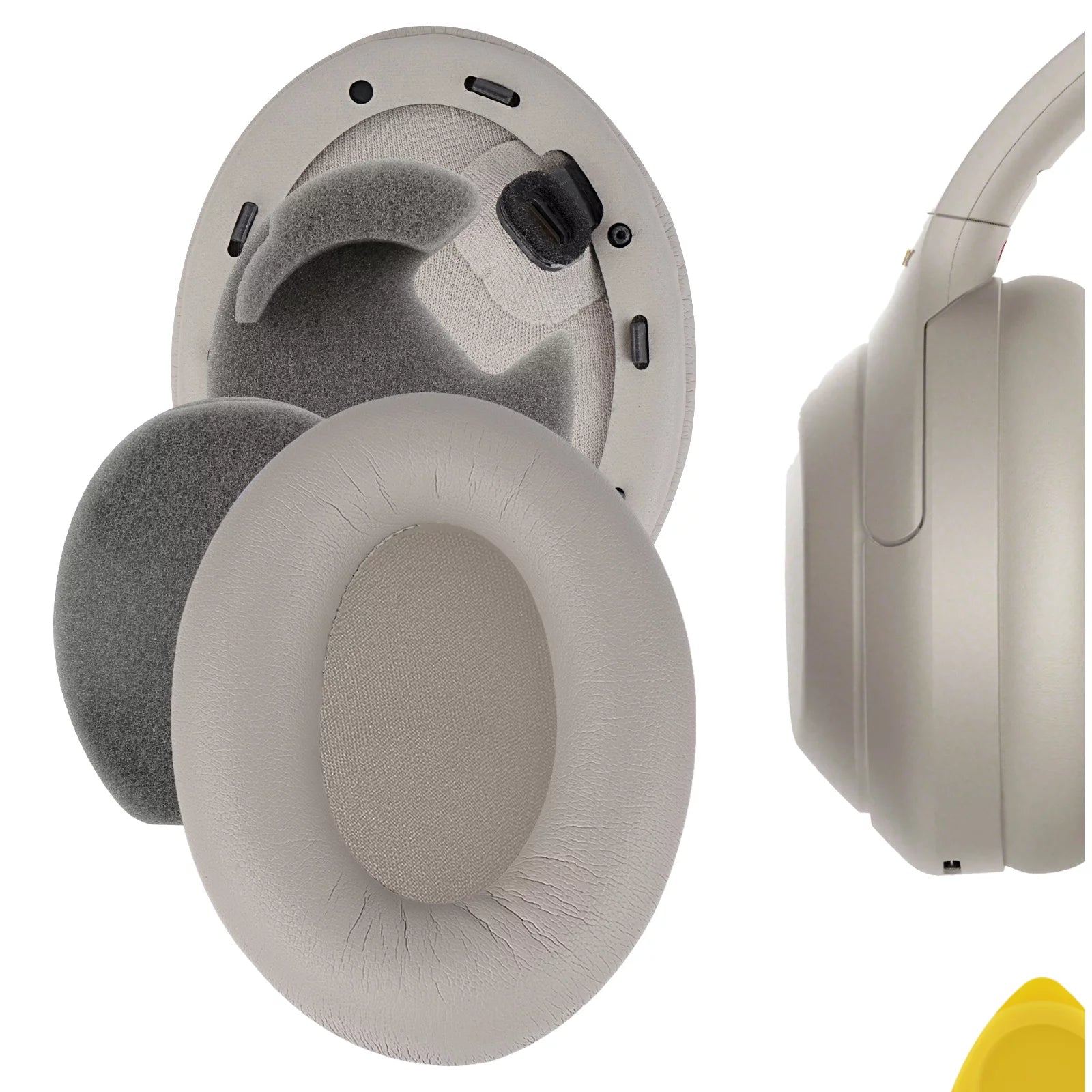 Geekria QuickFit Replacement Ear Pads for Sony WH-1000XM4 Wireless Headphones Ear Cushions, Headset Earpads, Ear Cups Repair Parts (Gold)