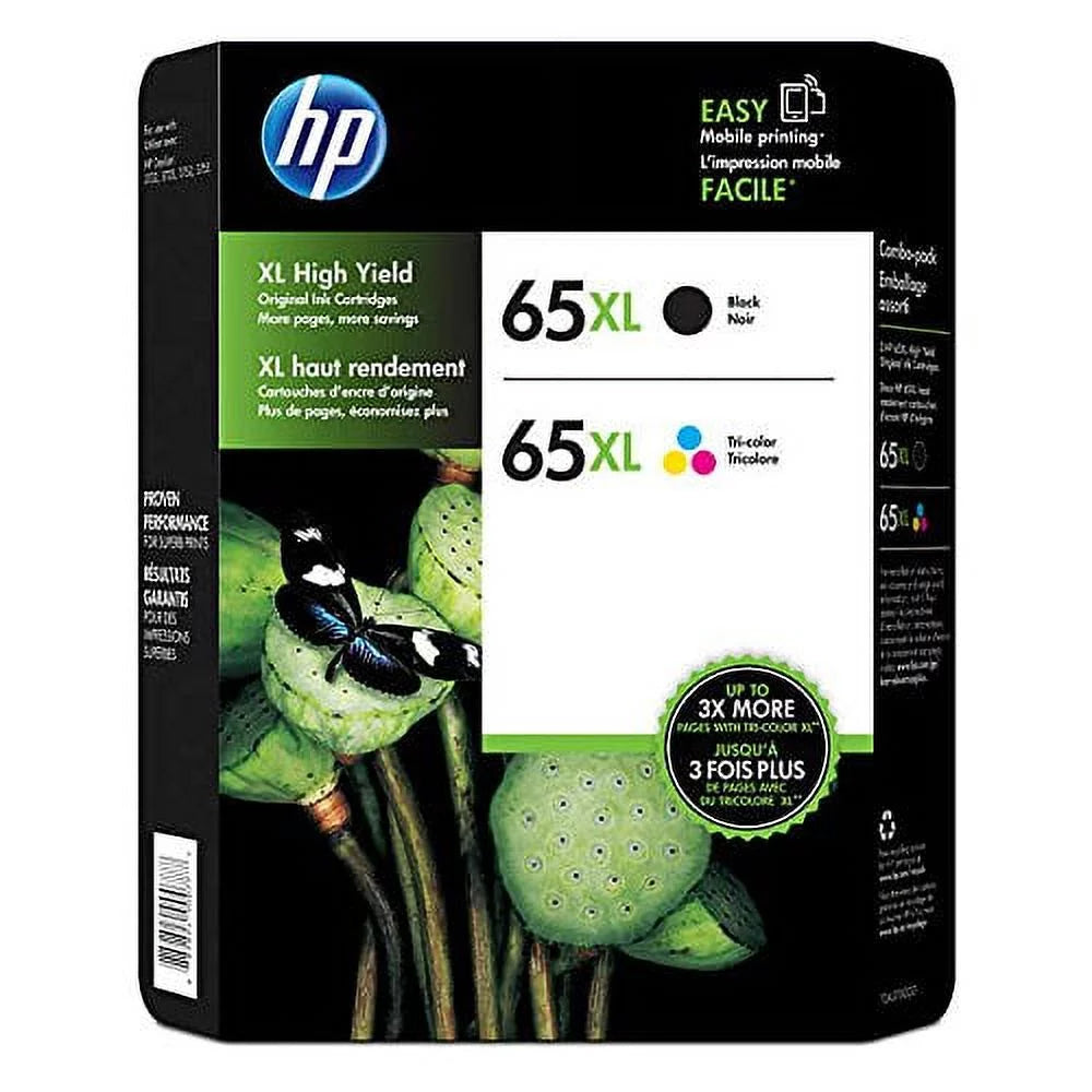 HP 65XL High-Yield Black; Tri-Color Original Ink Cartridge, 2/Pk N9K04AN, N9K03AN