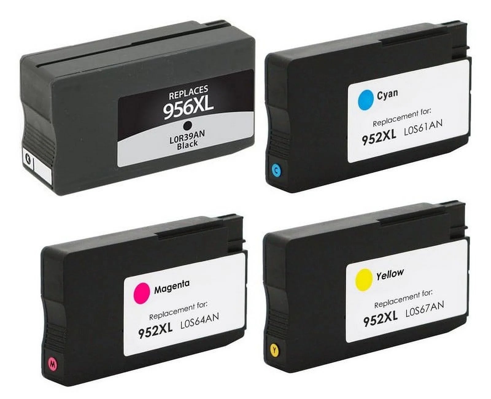 PrinterDash Replacement for OfficeJet Pro 7720/7730/8200/8210/8700/8720/8725/8730/8740 High Yield Inkjet Combo Pack (BK/C/M/Y) (NO. 956XL/NO. 952XL) (L0R4MP)