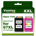 VAMTAY Ink Cartridge Replacement for HP 67XXL 67XL 67 XL 67 XXL Use with HP DeskJet 2752 2700 2725 Plus 4100 4155 4152 Envy Pro 6400 6455 Envy 6055 6052 (1 Black, 1 Tri-Color)