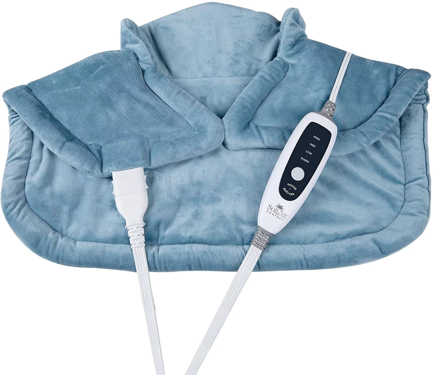 Soluxe Comfort Weighted Heating Pad for Neck & Shoulders, 4 Heat Settings with Auto Shut Off, Digital Controller, Machine Washable, Velvet Micro-Plush