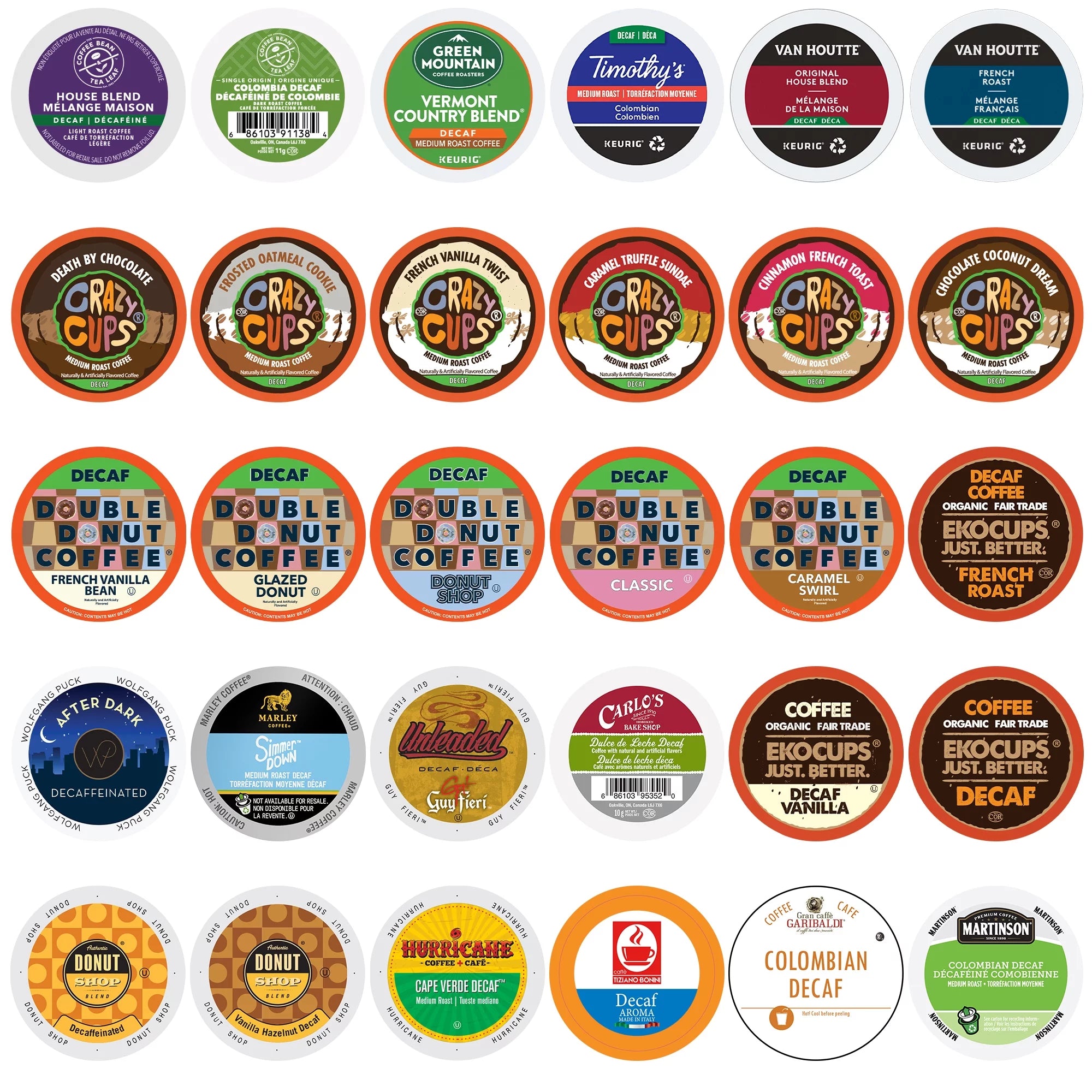 Perfect sampler variety Pack Decaf Coffee Single Serve Cups for Keurig K Cup Brewers, 30 Count