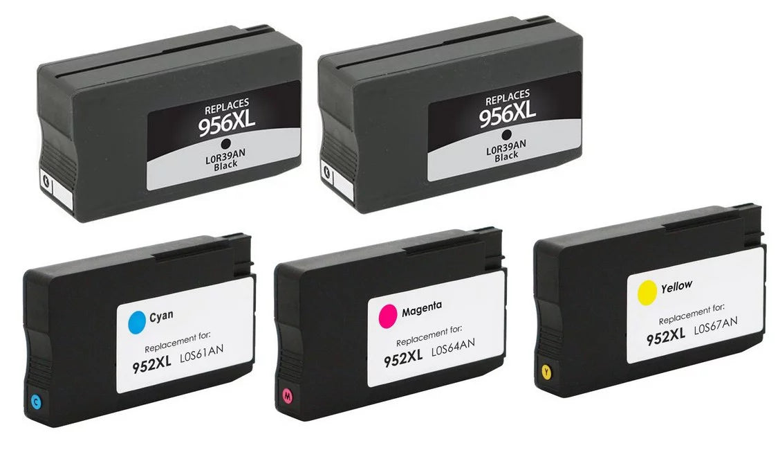 PrinterDash Replacement for OfficeJet Pro 7720/7730/8200/8210/8700/8720/8725/8730/8740 High Yield Inkjet Combo Pack (2-BK/1-C/M/Y) (NO. 956XL/NO. 952XL) (L0R39AN_2PK/4WN16A_1PKMP)