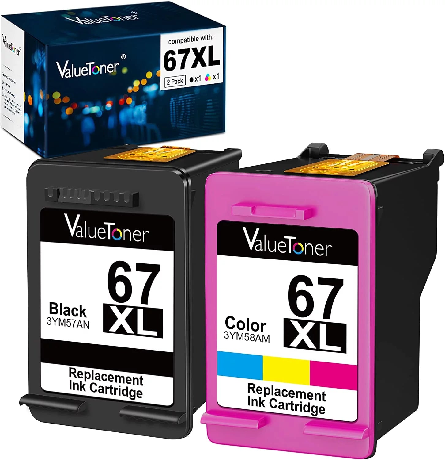 Ink Cartridges Replacement for HP 67XL 67 XL for Envy 6000 6055 6055e 6052 6058 6075 Envy Pro 6400 6455