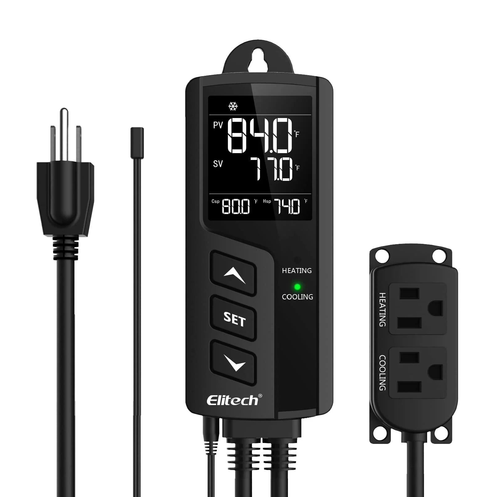 Elitech Temperature Controller Thermostat Heating Cooling Outlets 1100W 110V 10A Reef Tank Grow Room