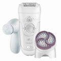 Braun Wet & Dry Cordless Waterproof Electric Hair Removal Epilator with Facial Cleansing Brush for Women