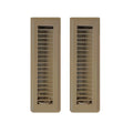 2in x 10in Basic Brown Metal Heating and Cooling Floor Louvered Register (2 PACK) - Overall Dimensions 3 3/4in x 11 1/2in