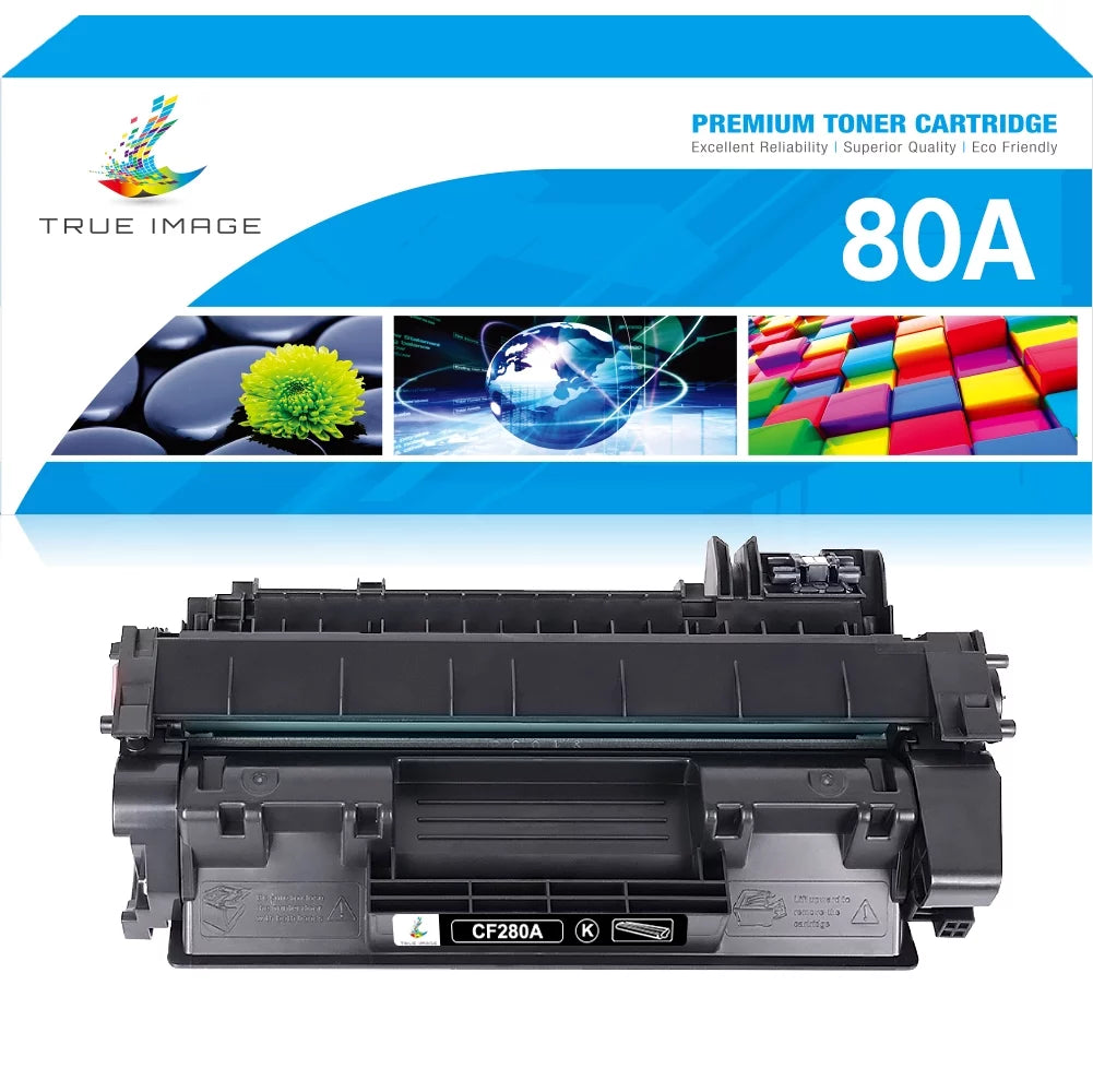 True Image 1-Pack Compatible Toner Cartridge for HP CF280A 80A LaserJet Pro M401a M401dn M401dw M401dne MFP M425dn M425dw Printer (Black)