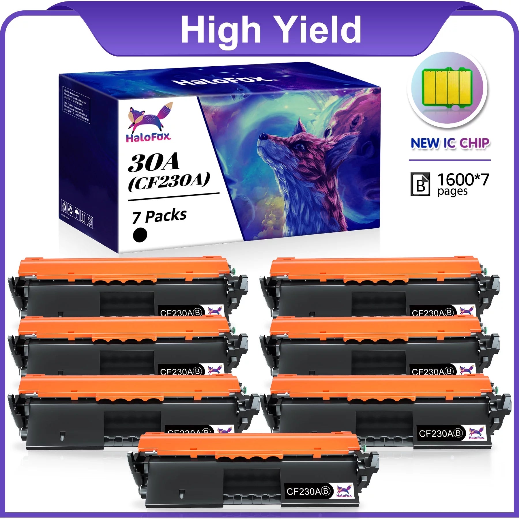 30A CF230A Toner Cartridges for HP 30A CF230A 30X CF230X use with LaserJet Pro MFP M203dw M227fdw M227fdn M203d M203dn M227sdn M227 M203 Printer, 7 Black