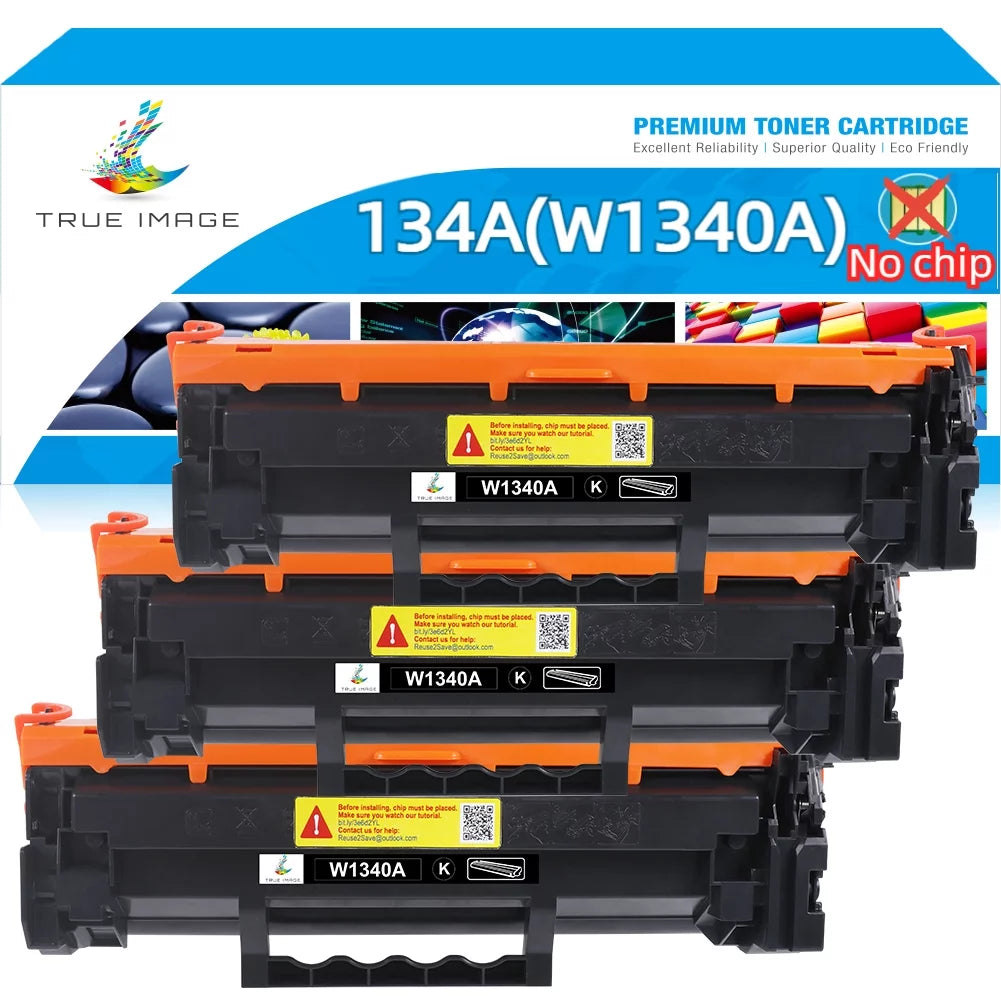 True Image 134A Toner NO CHIP Compatible Toner Cartridge for HP 134A W1340A W1340X 134X LaserJet M209dw Laserjet MFP M234dw M234sdn M234sdw Printer(Black 3-Pack)