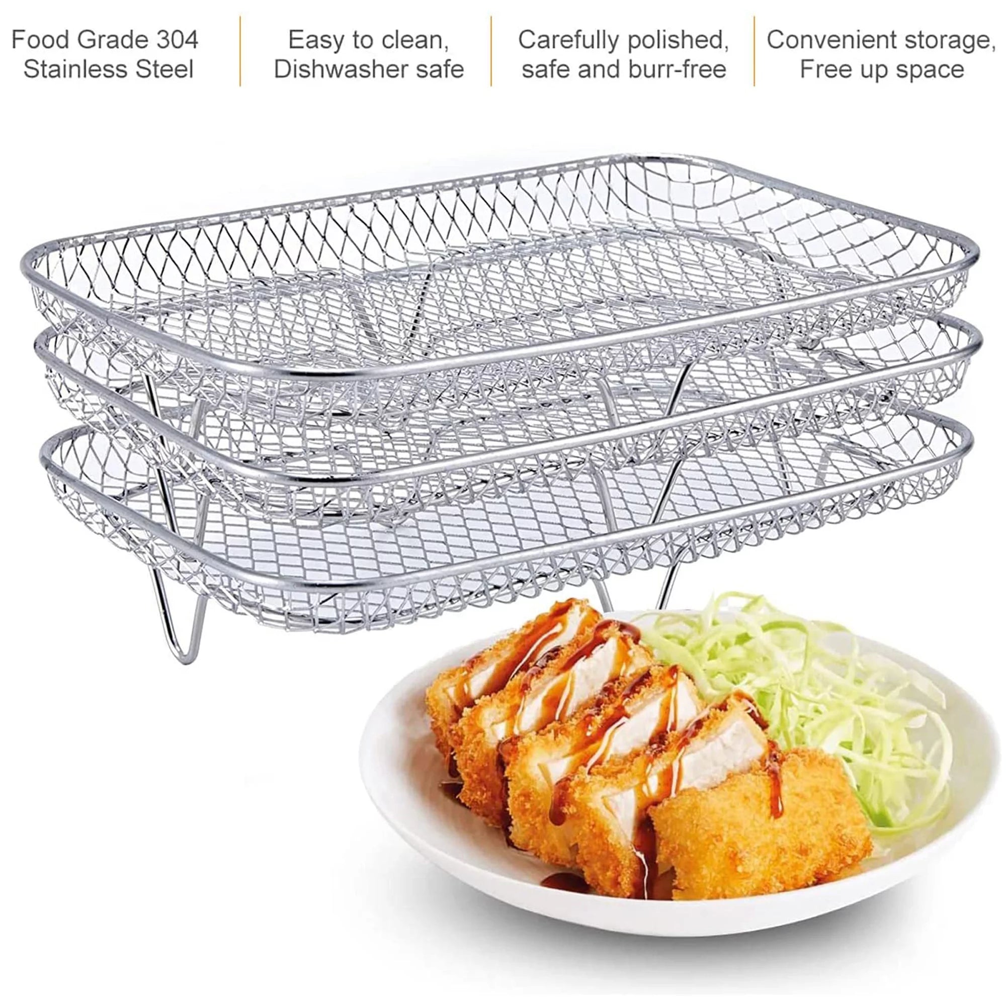 Air Fryer Rack for Ninja Dual Air Fryer,Stainless Steel Multi-Layer Stackable Dehydrator Rack Air Fryer Accessorie