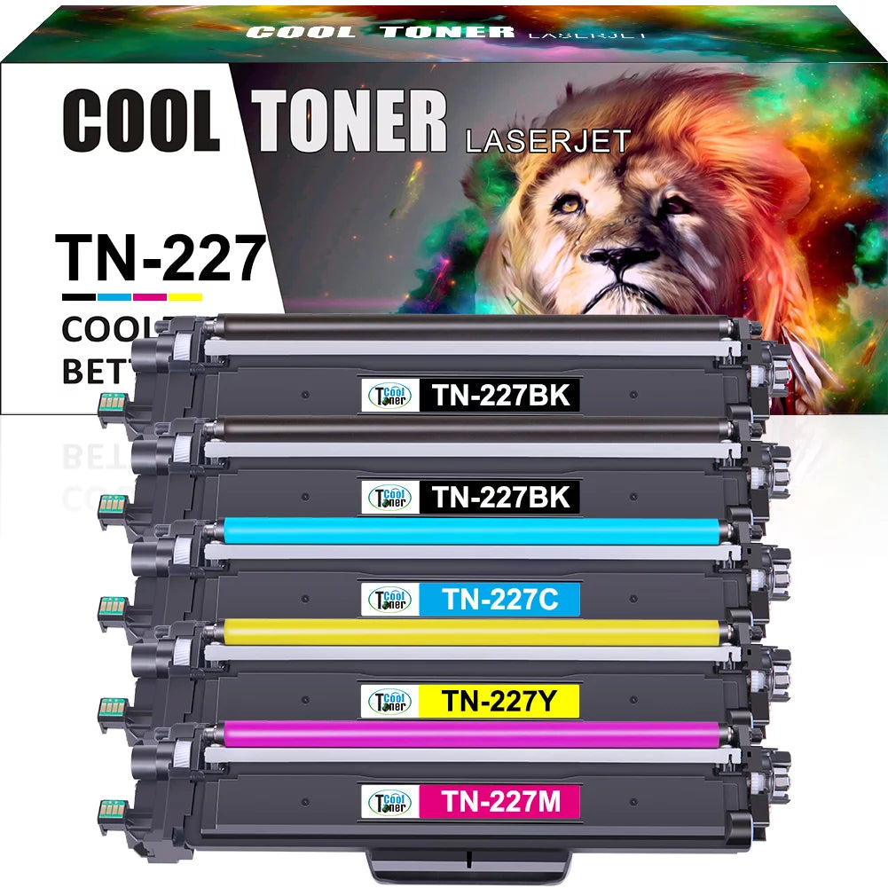 Cool Toner 5-Pack Compatible Toner Replacement for Brother TN227BK TN227C TN227M TN227Y HL-L3270CDW L3210CW L3230CDW L3290CDW, MFC-L3710CW L3750CDW L3770CDW 2x Black, Cyan, Magenta, Yellow