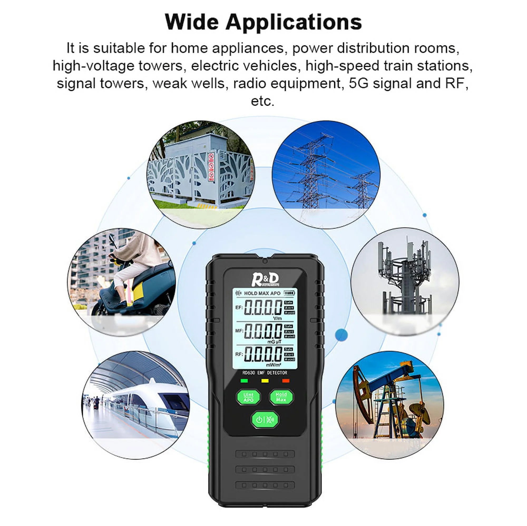 Shinysix 3in1 Magnetic Field Radiation Detector Handheld EMF Meter for RF Radiation Testing