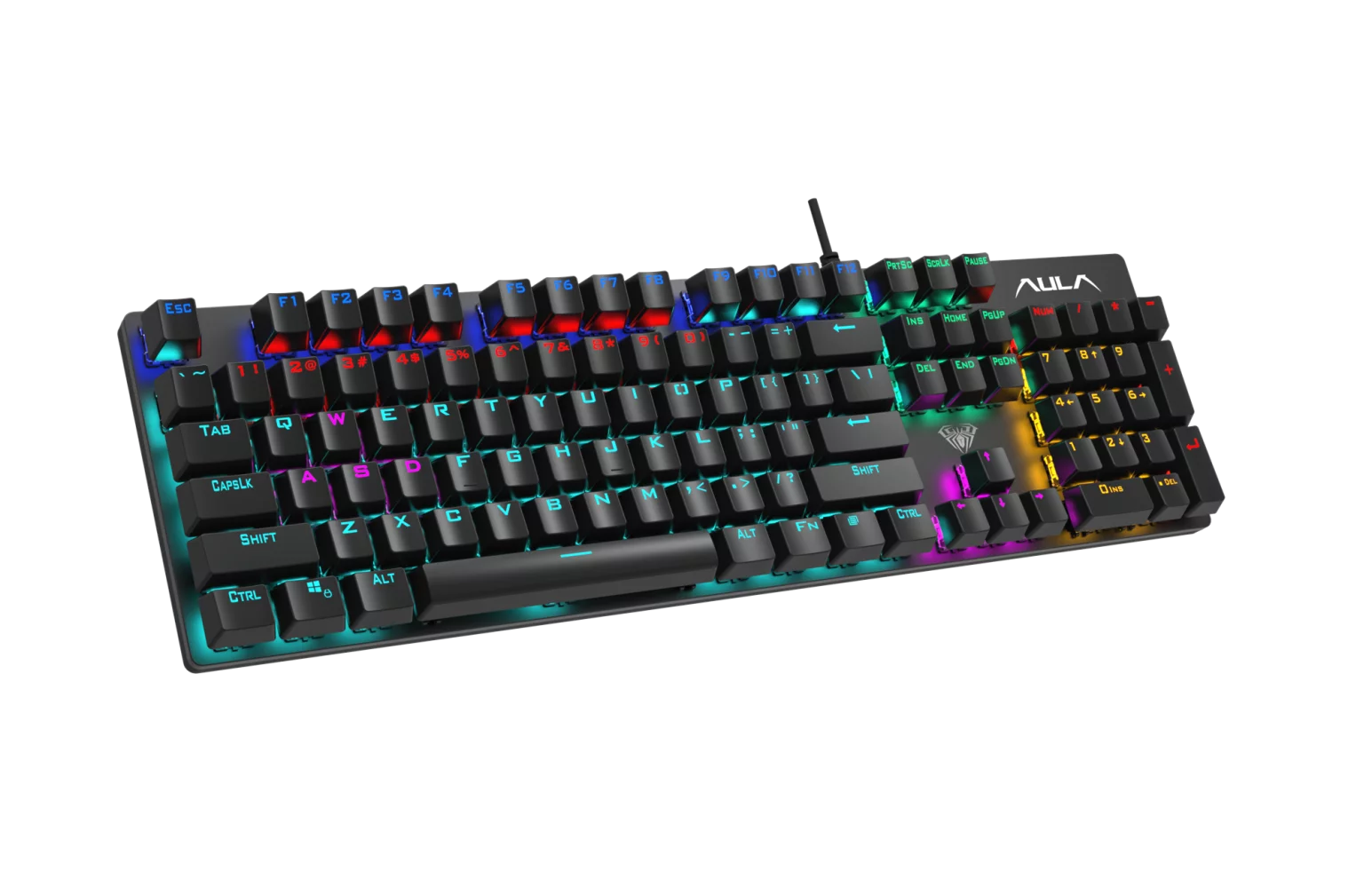 AULA S2016 Mechanical Gaming Keyboard 104 Keys Anti-Ghosting USB Wired Hybrid RGB Backlit Keyboard for Gamer Laptop Desktop,Blue Switch(Black)