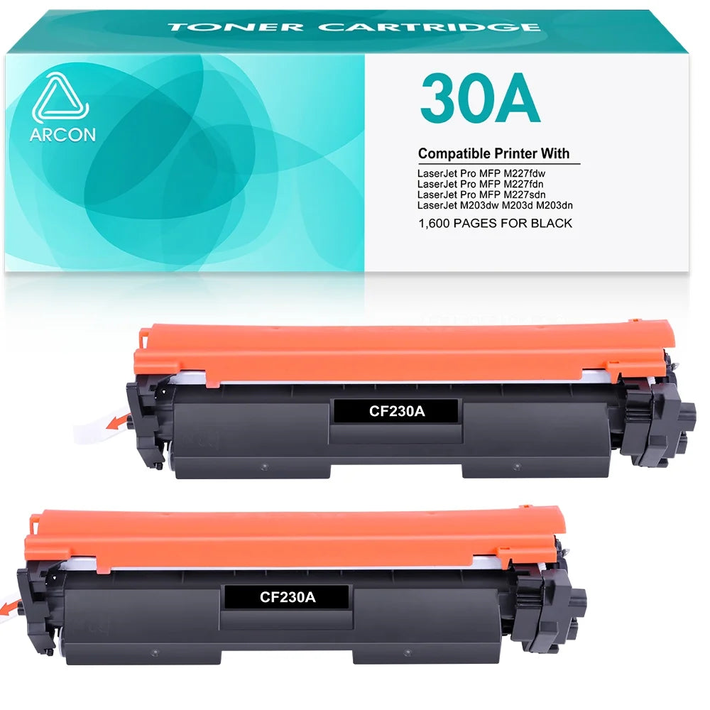 Arcon 30A CF230A 30X CF230X Toner Cartridges Compatible for HP LaserJet Pro MFP M227fdw M227fdn Pro M203dw M203d M203dn High Yield Printer (Black,2-Pack)