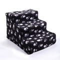 Coziwow Pet Stairs 3 Steps Indoor Dog Cat Steps Bed Ramp for Puppies up to 45 lbs Black with Paw