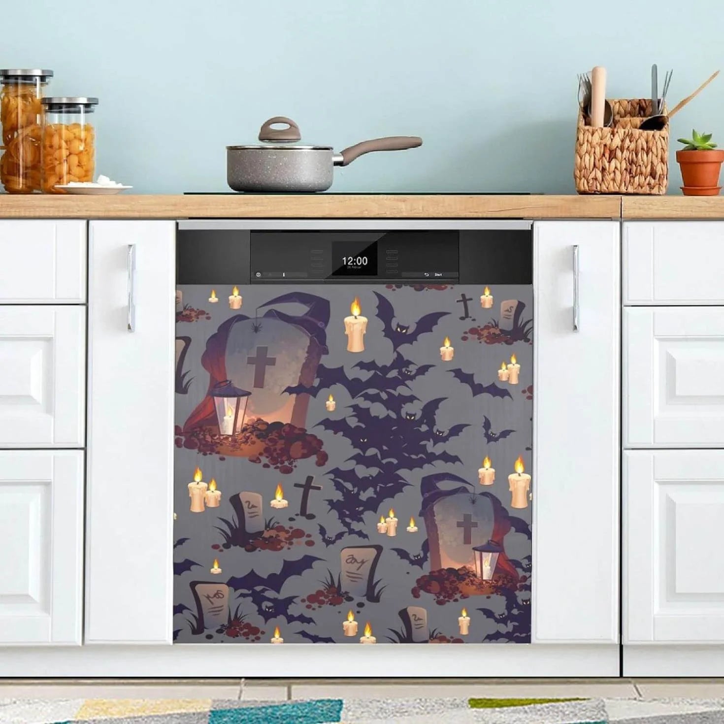 Hyjoy Halloween Dishwasher Magnet Cover Decorative Magnetic Door Cover Front Dishwasher Cover Decoration Kitchen Magnetic Panel Sticker for Kitchen,23x26inch