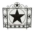 Zeckos Brown Western Star 3 Panel Metal Fireplace Screen 39 inches Long