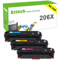 206X 206A without chip 3-Pack Compatible Toner Cartridge for HP W2111X W2112X W2113X 206X Printer Ink (Cyan,Magenta,Yellow)