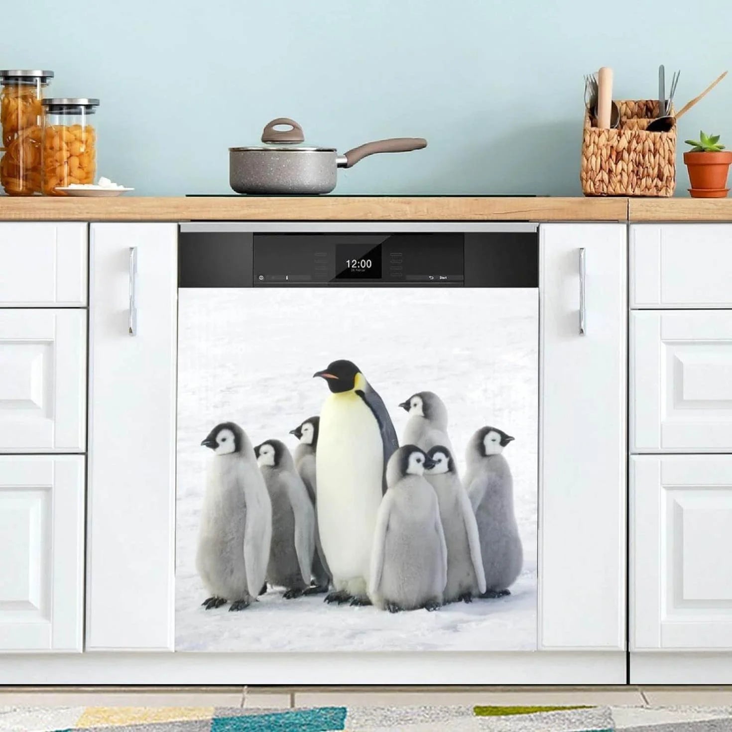 Hyjoy Penguine Dishwasher Magnet Cover Decorative Magnetic Door Cover Front Dishwasher Cover Decoration Kitchen Magnetic Panel Sticker for Kitchen,23x26inch