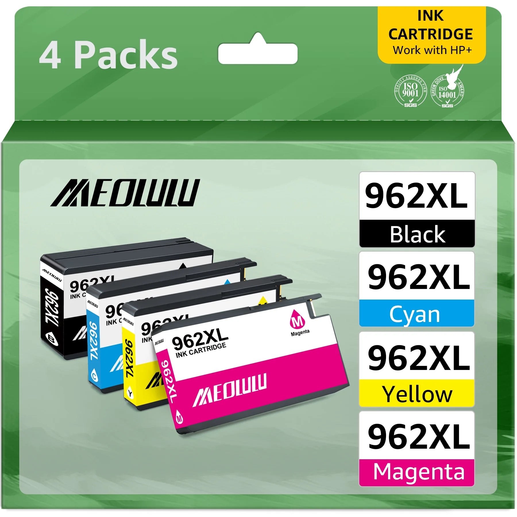 962XL Ink Cartridges for HP 962 Ink Cartridges for HP Officejet 9015 9015e 9025 9025e 9020 9020e 9010 9010e 9018 9018e 9012 9012e 9026 9019 9014 9027(4-Pack, Black Cyan Magenta Yellow)