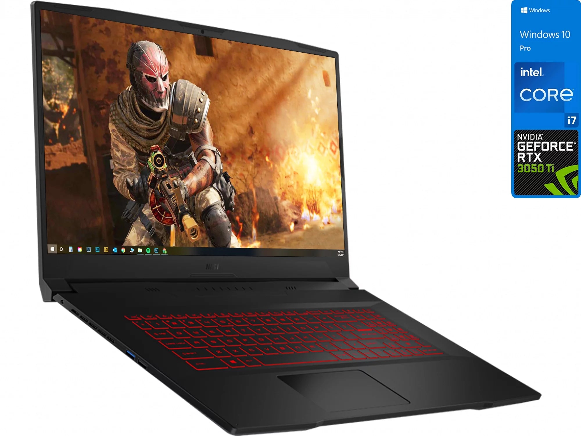 MSI Katana GF75 Gaming Laptop, 17.3 144Hz FHD Display, Intel Core i7-11800H Upto 4.6GHz, 16GB RAM, 4TB NVMe SSD, NVIDIA GeForce RTX 3050 Ti, HDMI, Wi-Fi, Bluetooth, Windows 10 Pro